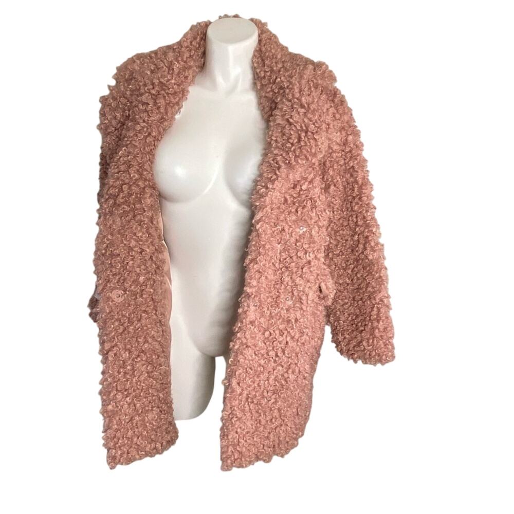 Jakke NWOT PINK FAUX LAMBS WOOL COAT JACKET - Picture 3 of 12